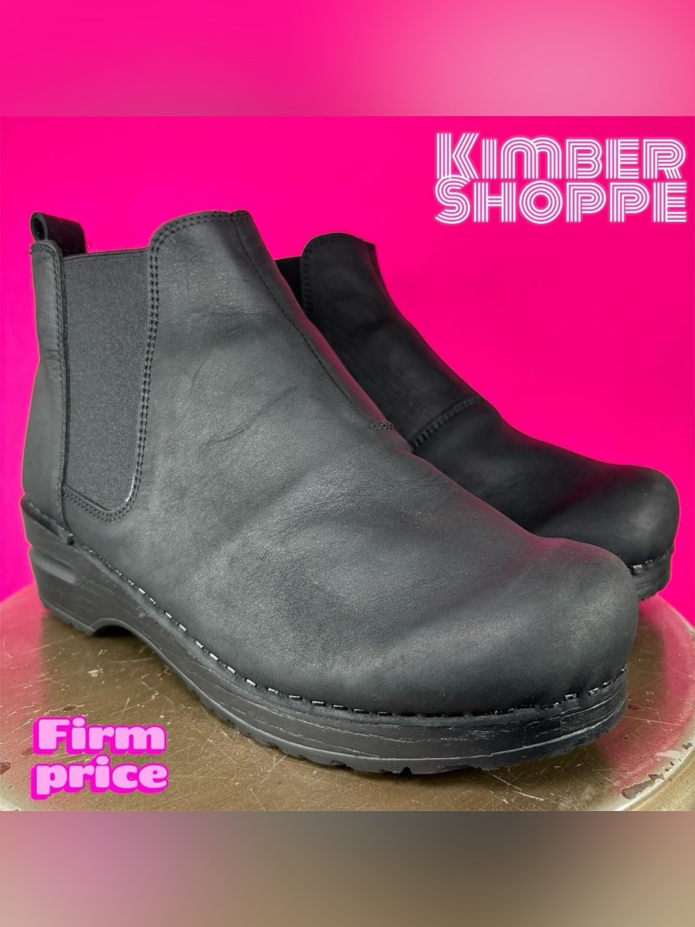 Sanita Hudson Black Oiled Leather Chelsea Boot EU 39 US 7.5-8